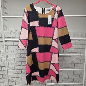 Voyelles Colorblock Patchwork Shift Dress | NWT | Size L